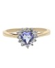 Tanzanite and Diamond Halo Ring in White and Yellow Gold